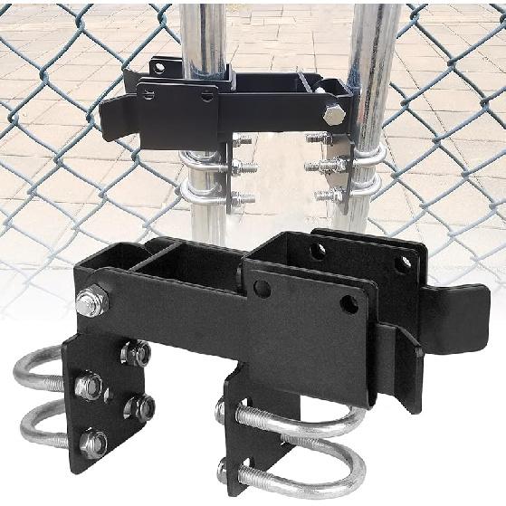 BiJun Chain Link Double Gate Latch for 1-3/8 Inch Gate Frames - Strong Arm Design with Padlock Holes,Chain Link Fence Gate Latch for Ranch Fences &