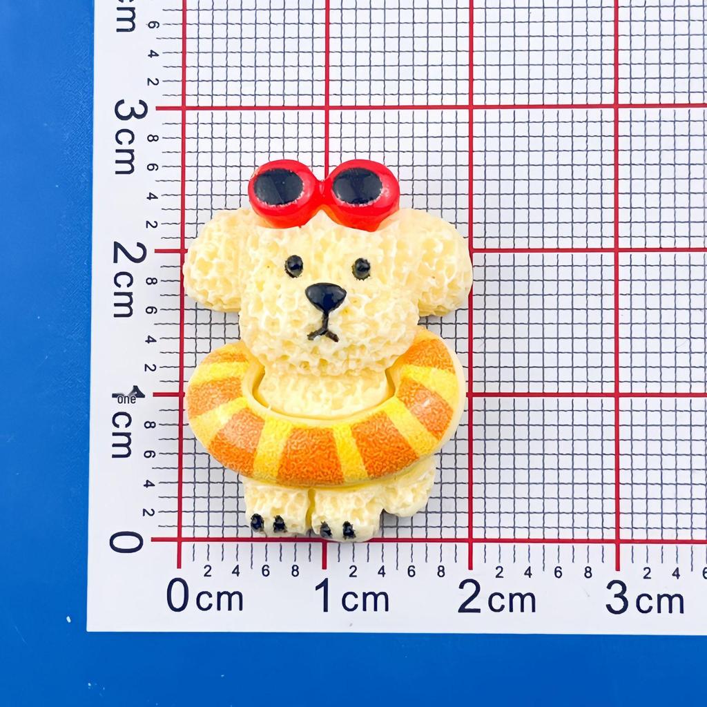 Cartoon Swim Ring Puppy Resin Accessories: DIY Hair Clips, Fruit Keychains, Crocs Stickers, Phone Cases