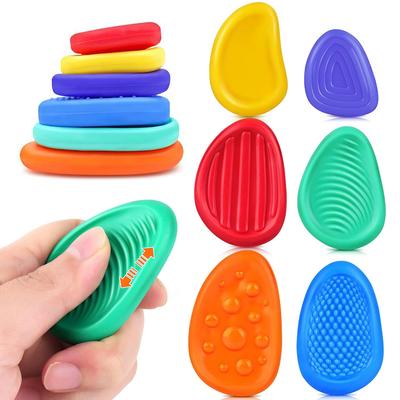 Fidget Toys Adults Sensory Silicone Stone 6 Pack Textured for Autism Kids Calming Down Fidget Stress Relief Toys Kids Gifts