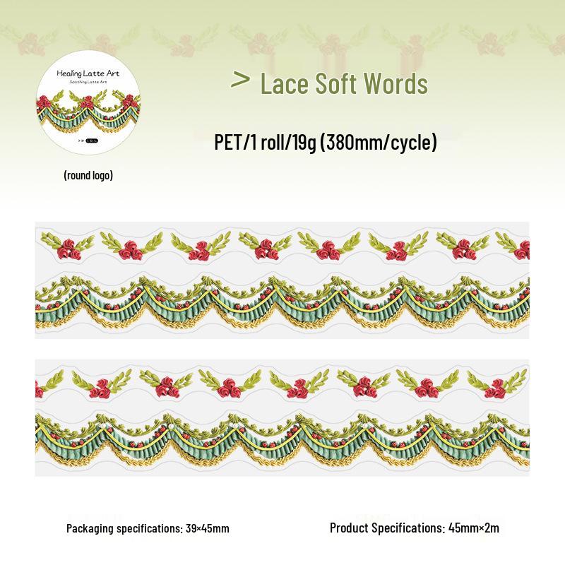 Healing Latte Art Series: Ketchup Girl Cream Lace Tape for DIY Journals – 6 Styles