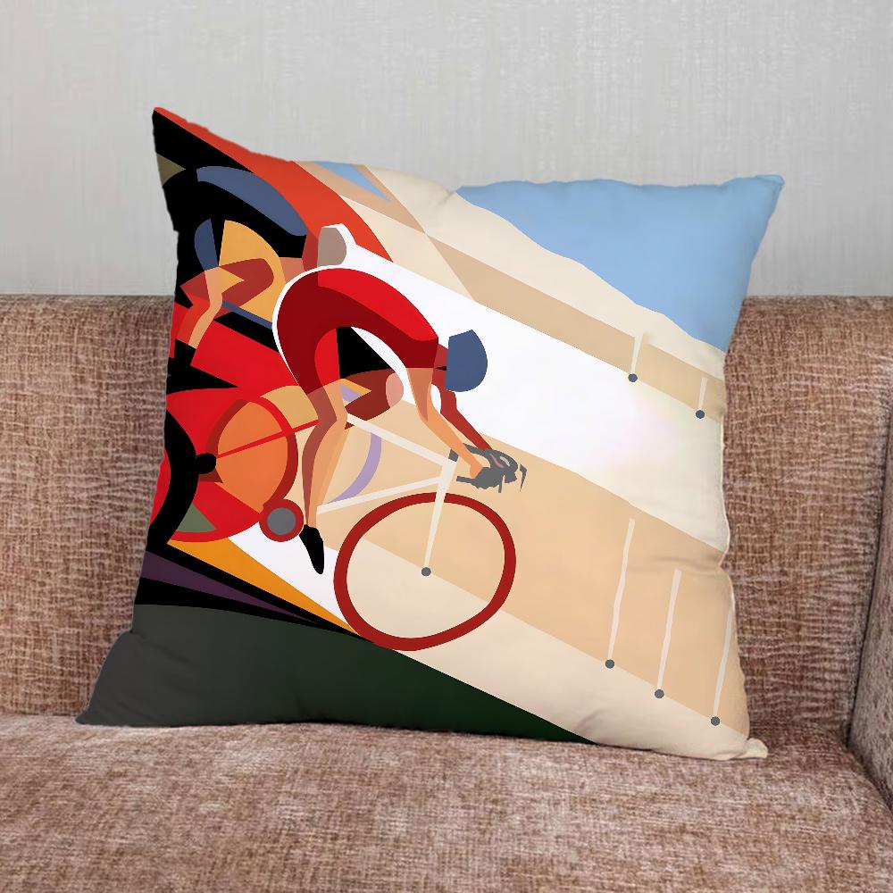 Tour De France Bike Bicycle Pillow Case For Home Bedroom Car Office Decoration Living Room Sofa Cushion Cover Suitable
