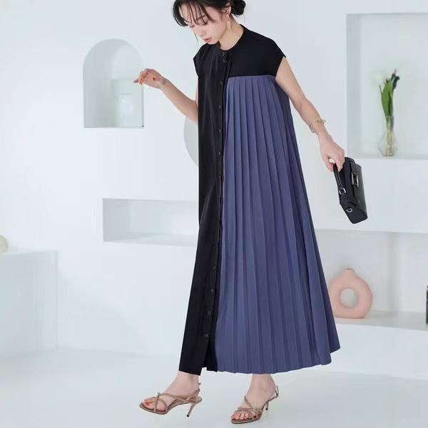 Korean-Style Temperament Pleated Dress - 2025 Short-Sleeved Edition
