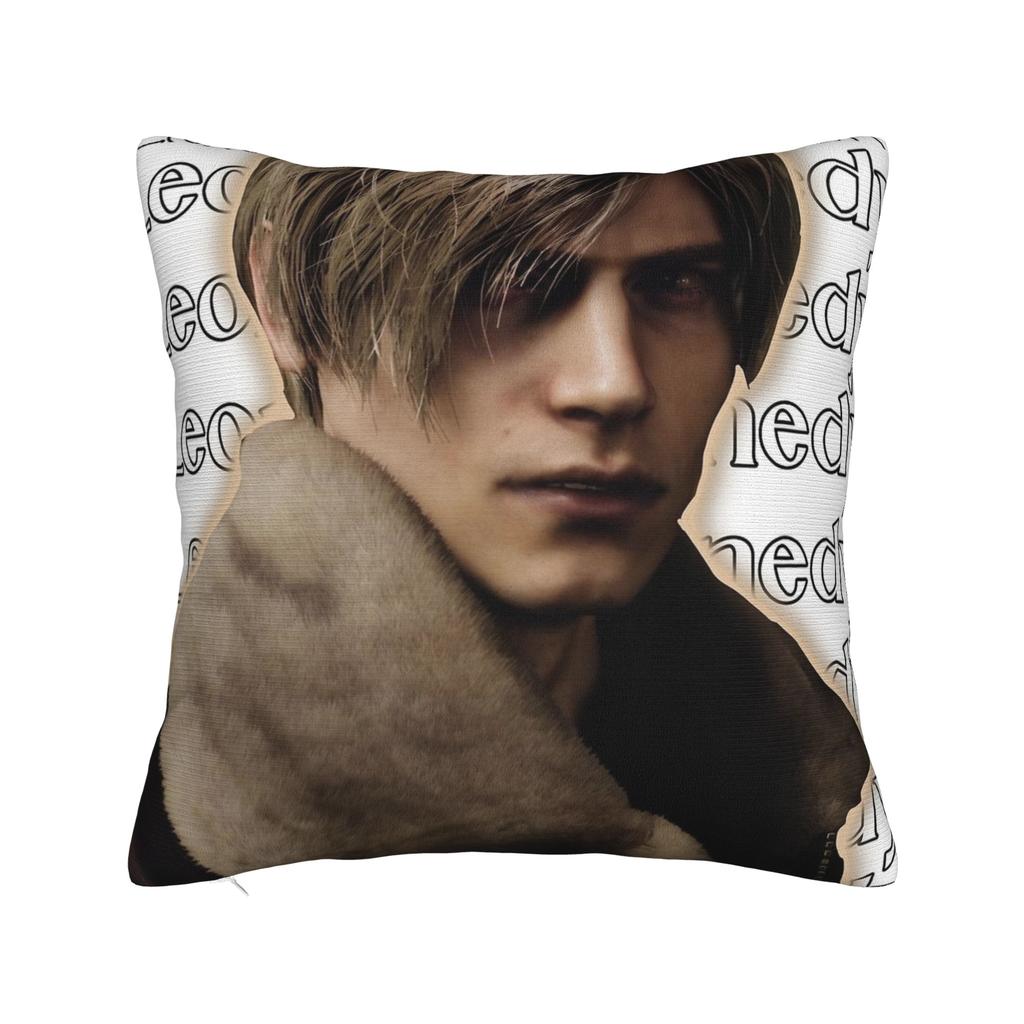 Romantic Pink Bow Leon S Kennedy Pillowcase Printed Fabric Cushion Cover Gift  Throw Pillow Case Cover Home Square 18"