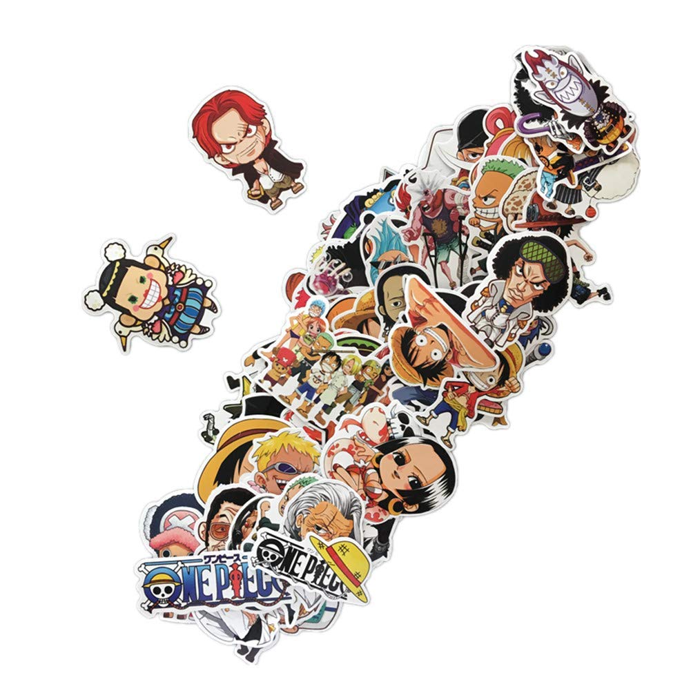 One Piece Pirate King Comic Waterproof Sticker Set for Mobile and Laptops 60-Piece Suitcases, Bicycles, Helmets, Computers, Phones,