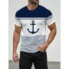 Simple Fashion Anchor Striped T Shirts For Men Summer Trendy Streetwear 3D Printed T-shirts Cool Streetwear Hip Hop Tees Tops
