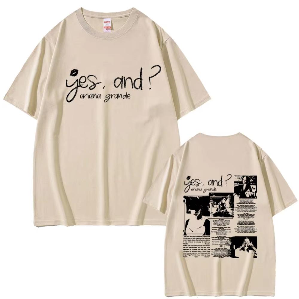 Yes and Ariana Grande Singer Music Graphic T-shirt Men's Women Hip Hop Casual T Shirts Unisex Fashion Oversized Pure Cotton Tees