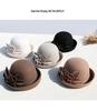 Women's Retro Wool Felt Bucket Hat - Elegant Folded Brim for Autumn/Winter