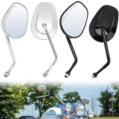 Chrome Black Motorcycle Rear View Side Mirrors 8MM Thread For Harley Softail Sportster XL883 1200 Touring Road King Street Glide