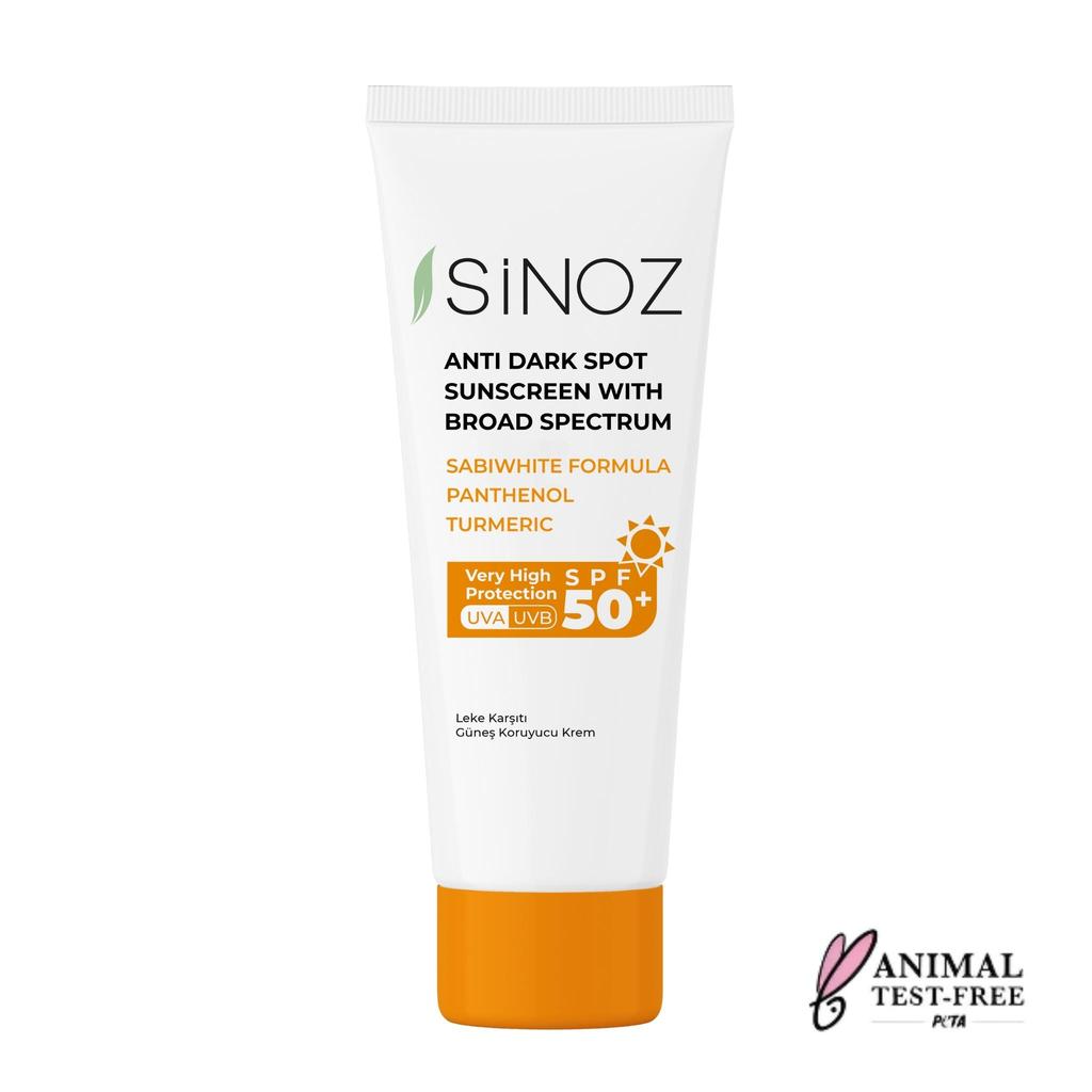 Sinoz Anti-Pigmentflecken Sonnencreme Breitband-Sonnenschutz LSF 50+ – Kurkuma- und Panthenol-Formel 50ml