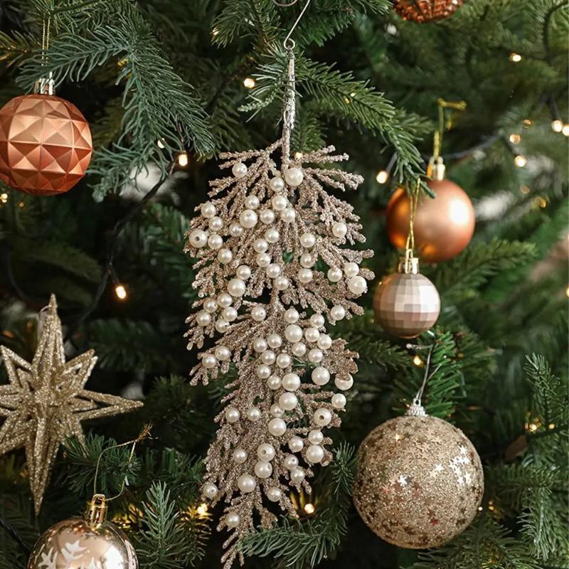 Christmas Artificial Christmas Glitter Branches DIY Realistic Simulated Christmas Cypress Leaves Elegant Handmade