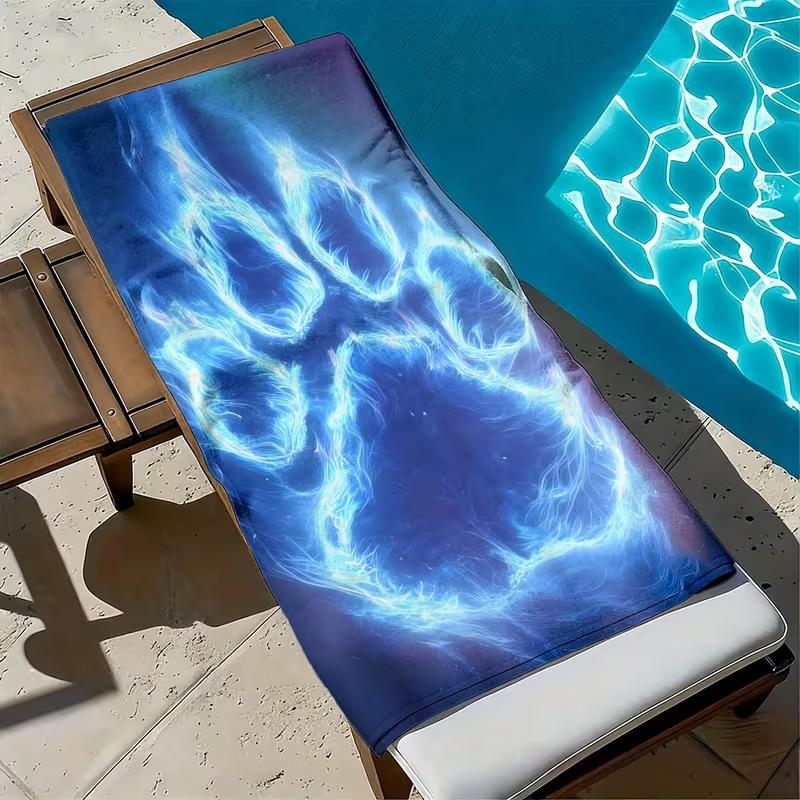Cute Cat Paw Heart Print Beach Towel Kawaii Pink Cat Towel Soft Absorbent Quick Dry Beach Blanket for Girls Kids