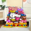 For Hello Kitty, Hearts, CelebrationAnime-Themed Flannel Blanket, Glam Style, Digital Print, All-Season Comfort, Tear-Resistant, Knitted Cra