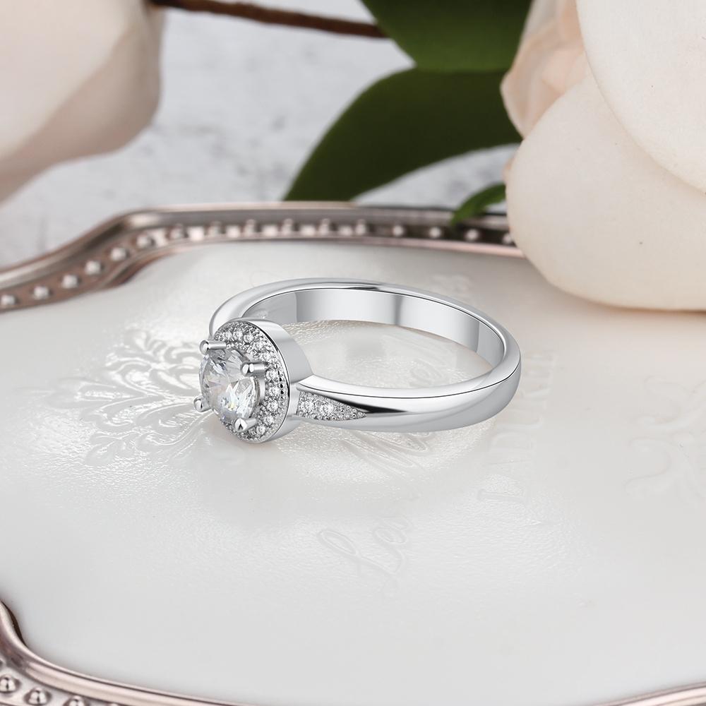 Personalized Solitaire Promise For Women Rings Sterling Silver Tone Engagement Bridal Wedding Occasion RingsWedding Present