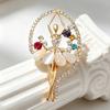 Cat's Eye Stone Ballet Dancer Brooch - High-end and Luxurious Diamond Set Formal Evening Dress Pin