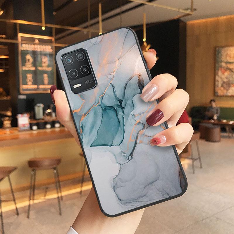Blaue Marmor-Telefonhülle für OPPO Realme 8 7 6 5 C3 C21 C20 C21Y C11 X50 X3 SuperZoom F19 A94 A74 A91 A53S A54 A15 A11