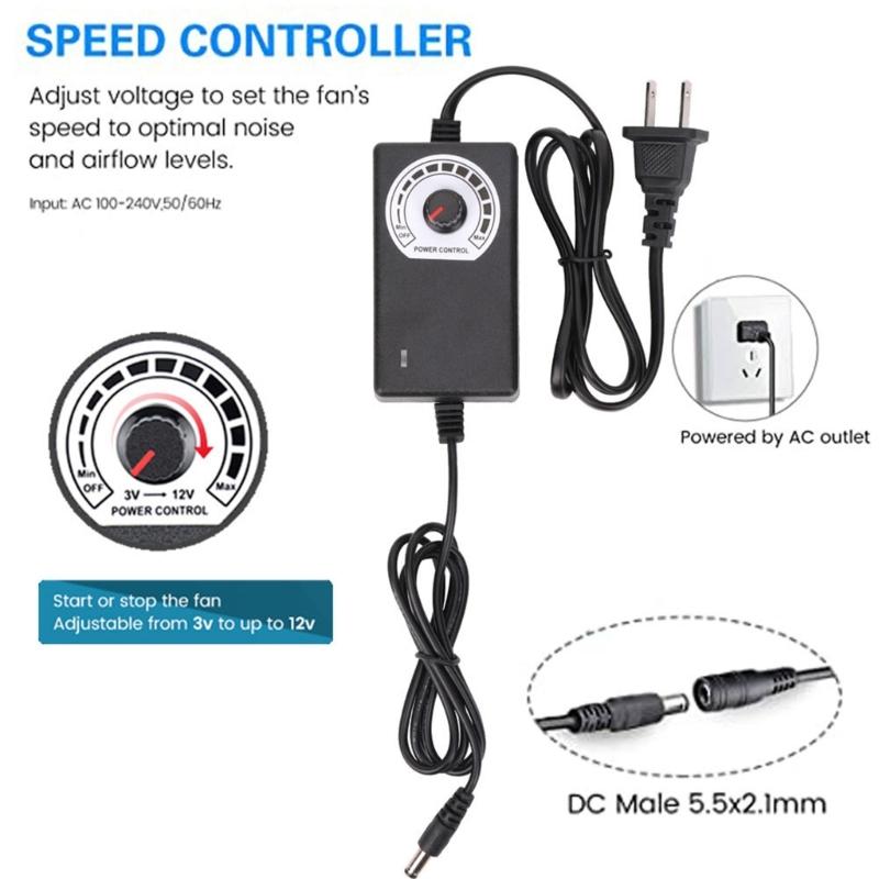 2er-Pack 120mm leiser Lüfter 100V 240V AC Netzteil für PC und Router mit variabler Geschwindigkeitsregelung DC3 12V