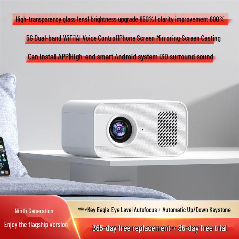 2025 High-Definition Home Theater Projector: Mobile Cast, 5G Ready for Bedrooms