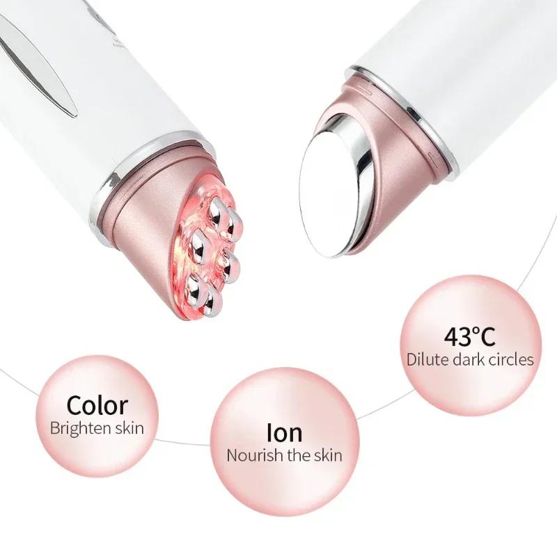 Vibration 45℃ Hot  Microcurrent Face Lifting Device Red Light Facial Wand Eye Massager Tightening Anti Wrinkle Skin Care Beauty