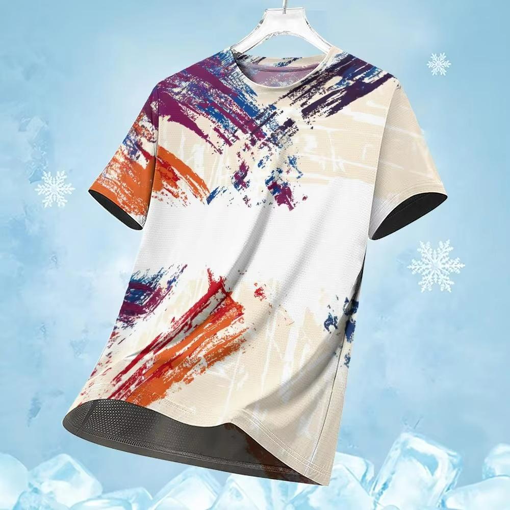 

Men s T Shirt Running Sport T Shirts Multi Color Patchwork Printed T-Shirt Breathable Quick Drying Short Sleeved Sportswear Tops XXS
