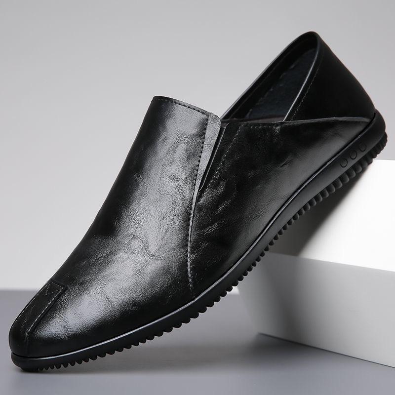 Men S Breathable Slip On Driver Shoes Soft Sole Business Casual Loafers Black