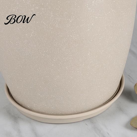 Gray Garden Pots for Patio Modern Plant Pot with Saucer, Flower Weather Resistant Planters Drainage Holes, Stone-Look Planter Indoor Outdoor