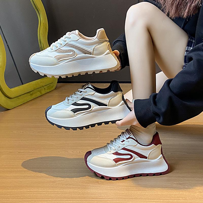 New Dad Shoes Women's Spring Student Sports Running Shoes Casual Shoes with Heightened Thick Soles