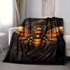 1pc Golden Bee Emblem Blanket Lightweight Flannel Blanket Throw Blanket For Sofa, Bed, Travel, Camping, Livingroom, Office Yy251015175