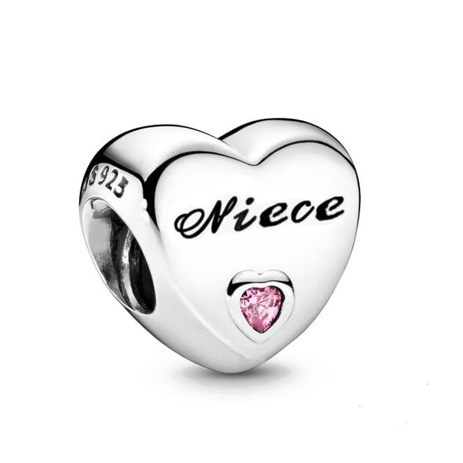 New Authentic Copper Simple Heart Charm Family Mom Dad Birthday Bead Compatible With Fashion Bracelets Necklaces Women Do It Yourself Jewellery Ideal