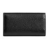 COACH key case 11 metal logo snap closure polished pebbled leather key case women's brass with black Brass with black