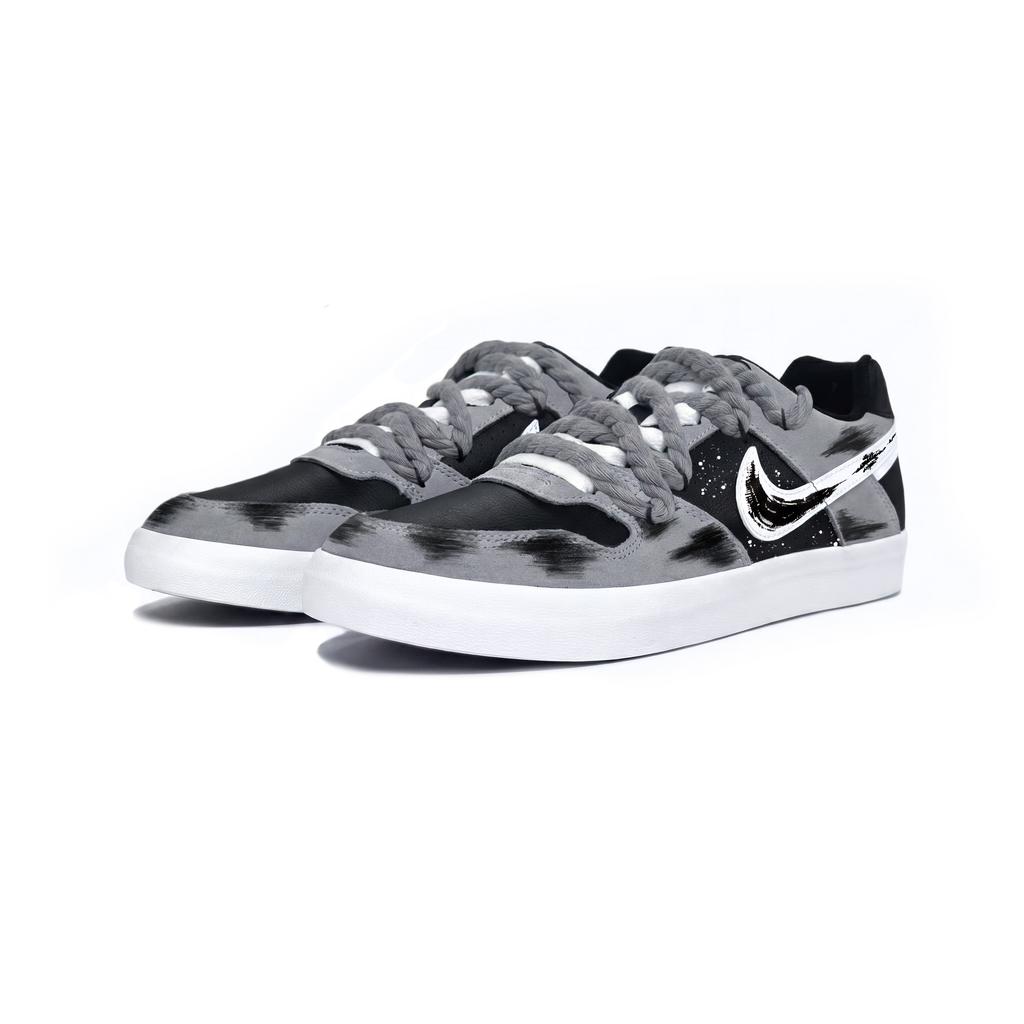 Nike SB Delta Gray Dark Shadow Synthetic Leather Abrasion Resistant Breathable Low top Skateboard Shoes Unisex 942237-010(Team2382--BOX)