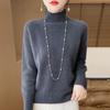 Women's High-Neck Thick Wool Pullover - 100% Pure Wool, Double-Ply for Autumn/Winter Layers