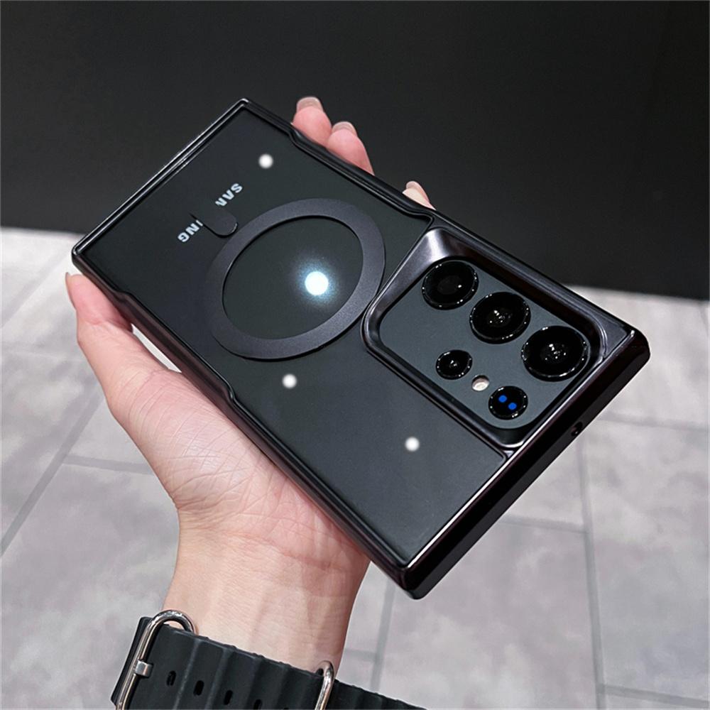 Luxury For Magsafe Transparent Magnetic Phone Case For Samsung S25 S24 Plus S23 S22 Ultra 5G Wireless Charging Shockproof Cover