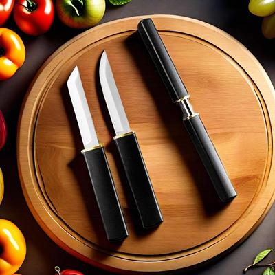 2 unids/set mango de plástico cuchillo de fruta de acero inoxidable cuchillo para deshuesar cuchillo de carnicero cortador para picar