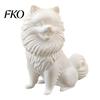 Simple Design Ornament 3D Printed Cute Pomeranian Dog Figurine, White Twisting Head Puppy Statue, Small Home Decor Desktop for Office Desk Decor,