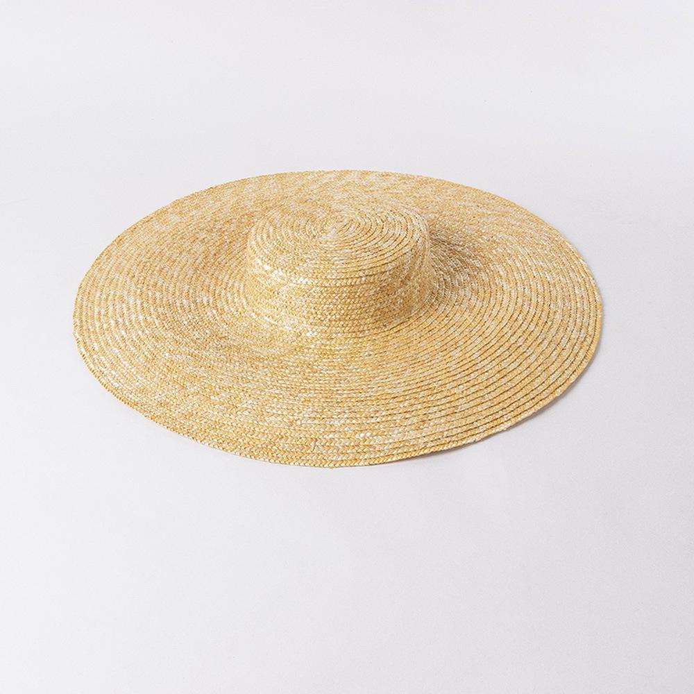 Summer New Popular Women's Straw Big Eaves Flat Top Straw Hat Summer Beach Sun Protection Big Eaves Flat Top Straw Hat