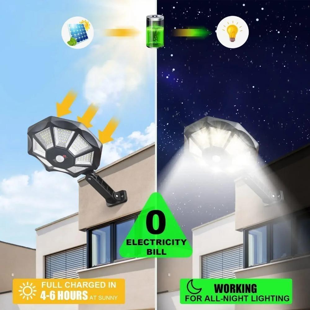 168LED Solar Light with Motion Sensor Outdoor Street Lights 8 Light Powered Outdoor Light Motion Sensor for Yard Street Lamp