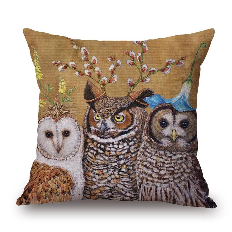 Decorative Cushion Covers Squirrel Bird Bear Fox Animals Pillow Case Modern Decor Flower Pillowcase For Sofa 45X45Cm