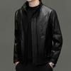 Yiliteng Men's Stand-Collar Leather Business Casual Jacket