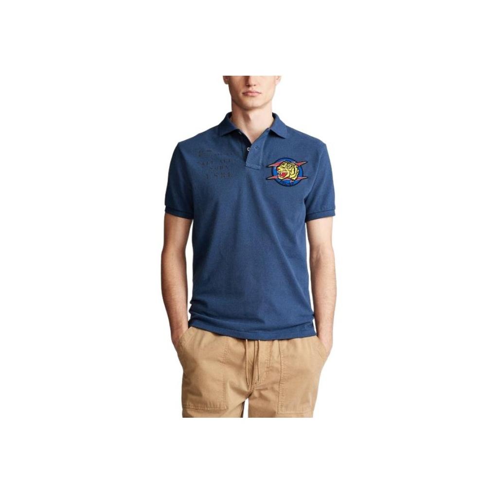 Polo Ralph Lauren Tiger Brodert Pullover Kort Ermet Poloskjorte Herre poloskjorter Marineblå 710798087-001