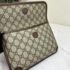 [Pre-Owned] Neo Vintage Series Gold Foil Logo Monogram Tiger Head Decorative Striped Shoulder Strap Canvas And Leather Messenger B - Excellent #7MEK5G
