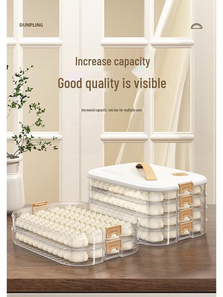 Multi-layer Transparent Dumpling Storage Box with Timer - Kitchen Food Grade Plastic