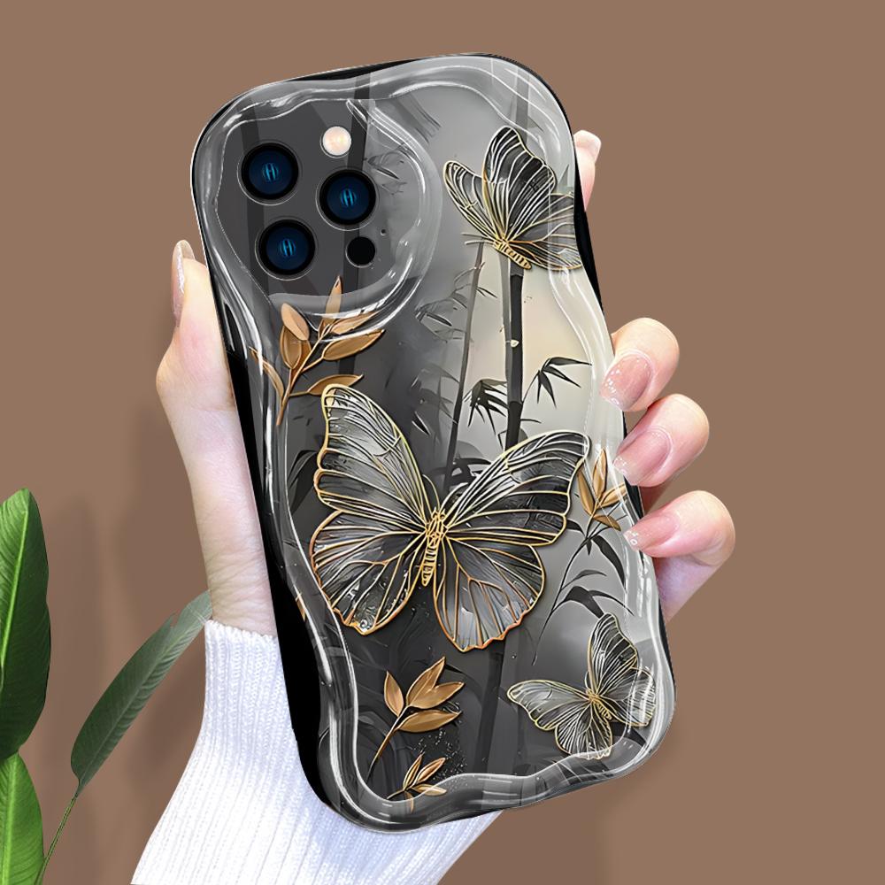 Cartoon Pattern Cream Texture Casing Wavy Edge Soft Silicone Cover Phone Case for IPhone Samsung Huawei Honor Xiaomi Redmi Infinix Tecno