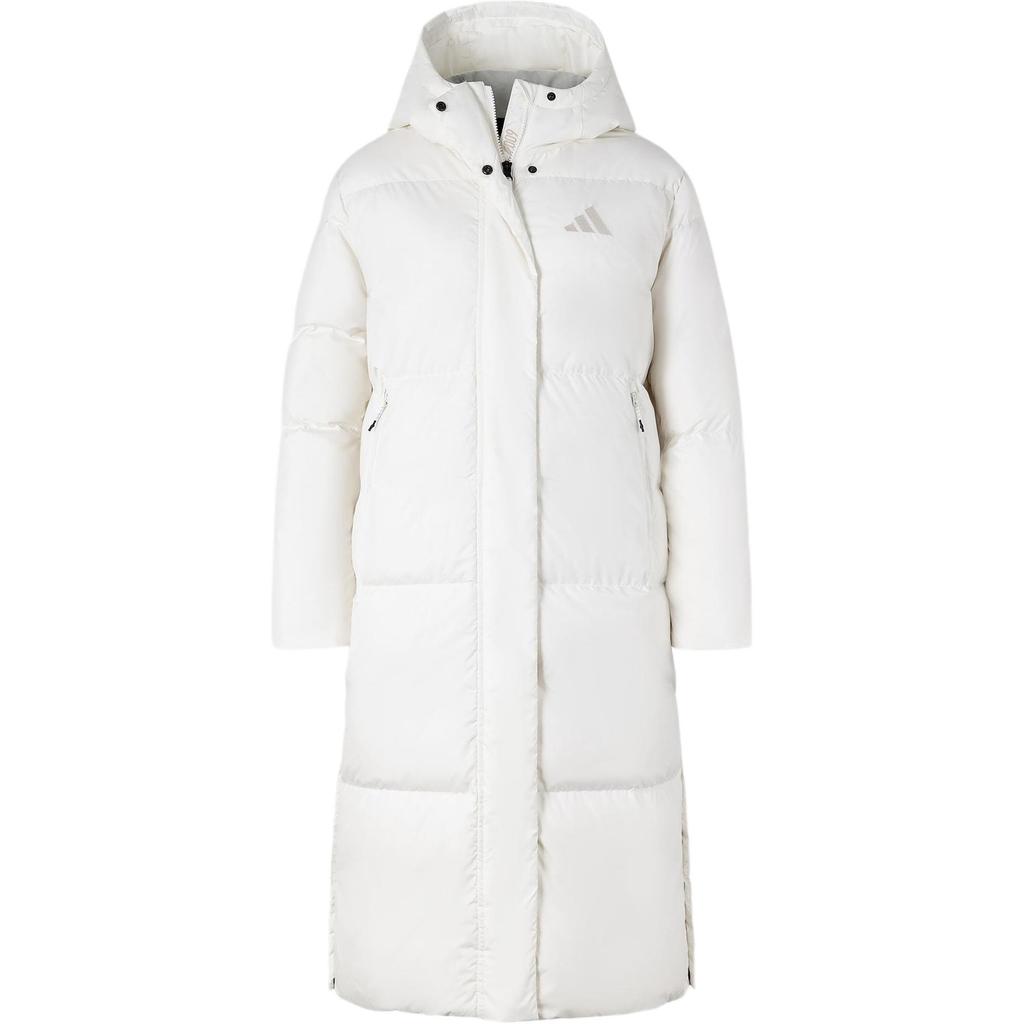 Adidas Puffy Long Down Jacket Warm Sports Casual Hooded Long Sleeve Down Coat Women Jacket Han-Jade-White JV6196