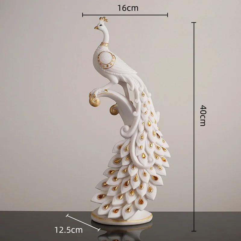 Ceramic Ornament Artificial Animal Sculpture Peacock Golden Bird Phoenix Decorative Figurines Home Decoration Accessories
