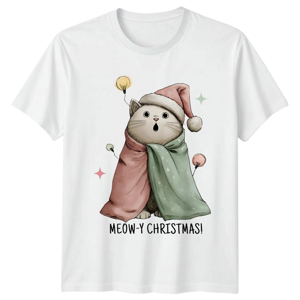 Meowy Christmas Cat Holidays Christmas Unisexs Unisexs Graphic TShirt Tee S