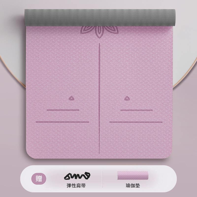 TPE Yogamatte für Damen mit Stoßabsorption, geräuschlos, rutschfest, verdickt für Heimtraining, Tanz und Fitness