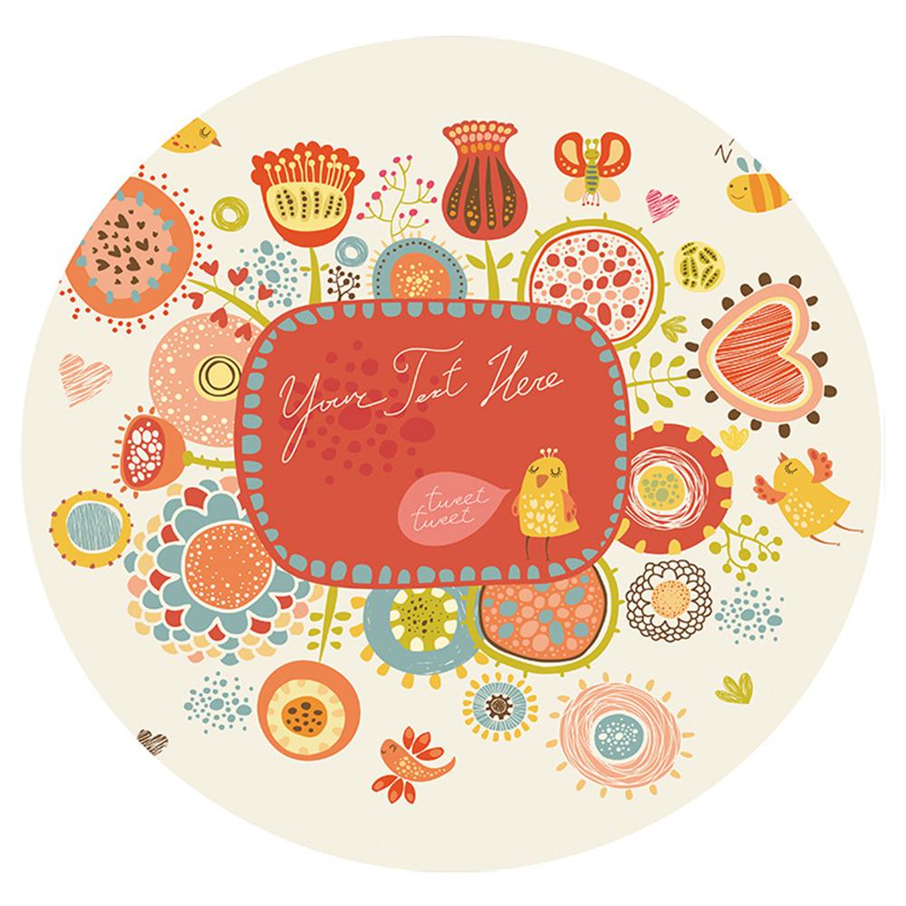 

Cartoon Round Carpet Absorbent Floor Mat Diameter 100cm Non-Slip Polyester Rug Garden