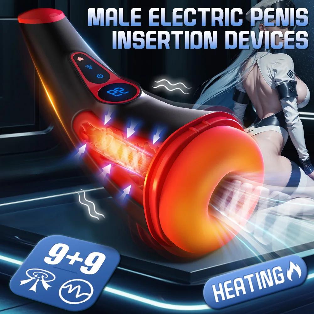 2025  New LCD Display Adult Sex Toys Male Masturbator Men Penis Pump 9 Sucking 9 Vibration 3D Textured Sleeve Heating Sex Machine