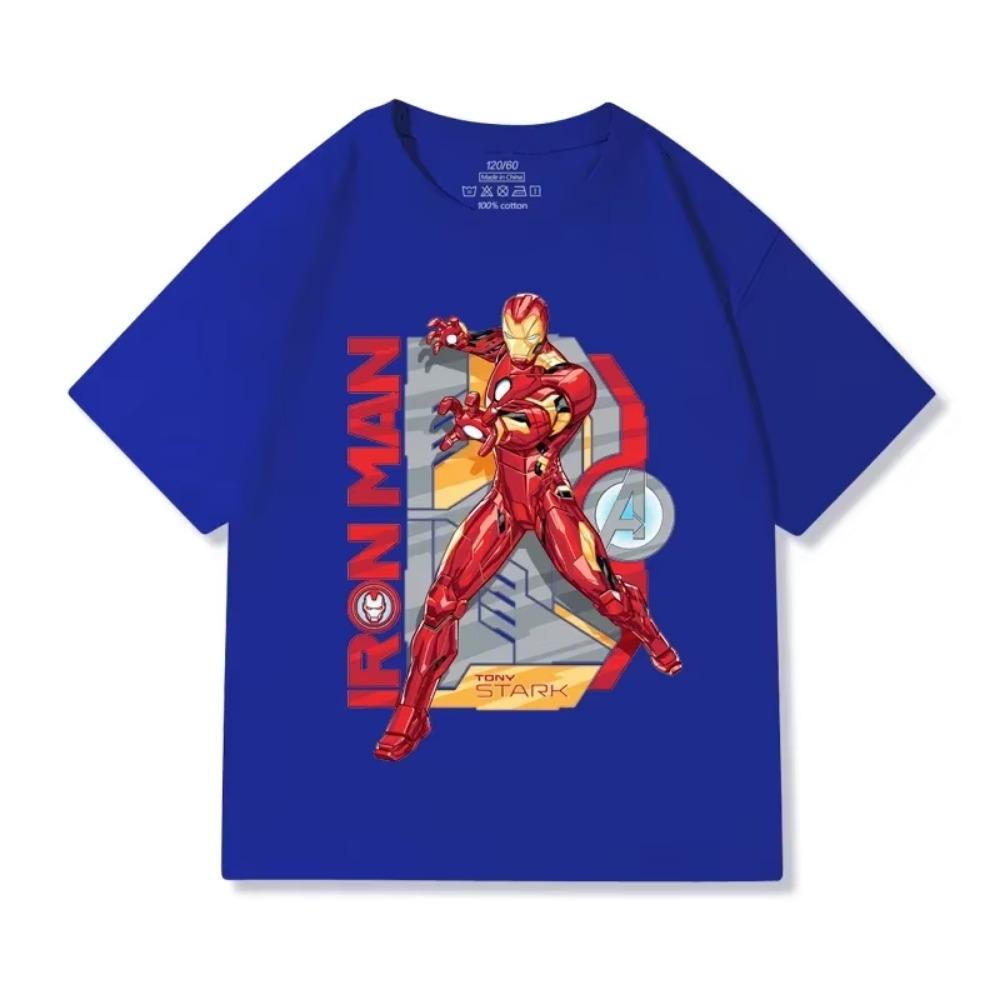 Iron Man Boys Short-sleeved T-shirt Children 2025 Summer Cotton Top Cartoon Loose Casual Children's Clothing