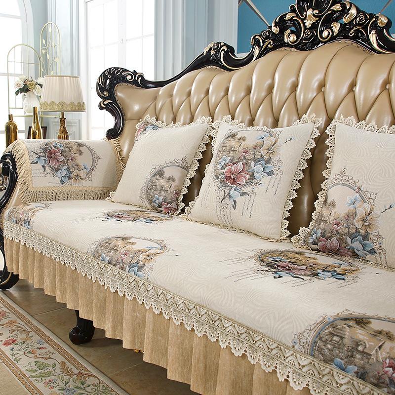 

European Sofa Cushion Combination Sofa Universal In All Seasons Chenier Non-Slip Seat Cushion Backrest Towel The Position Of The Concubine Can Be D 90*90cm